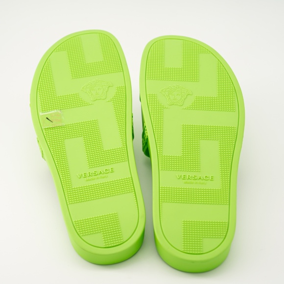 Size 45 12 - Versace Medusa Head Neon Green Rubber Pool Slides Sandals Palazzo main image 9
